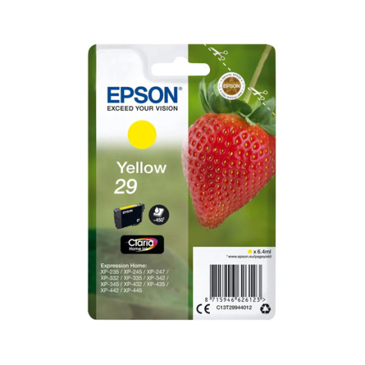 originale Tintenpatrone für EPSON Drucker T2984, yellow, gelb, Erdbeer-Serie