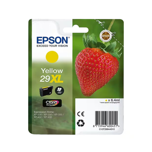 originale Tintenpatrone für EPSON Drucker T2994, yellow, gelb, Erdbeer-Serie, XL-Füllmenge