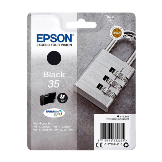 originale Tintenpatrone für EPSON Drucker EPSON T3581, schwarz, Vorhängeschloss-Serie