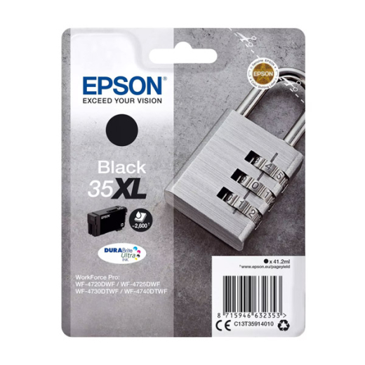 originale Tintenpatrone für EPSON Drucker T3591, schwarz, Vorhängeschloss-Serie, XL-Füllmenge